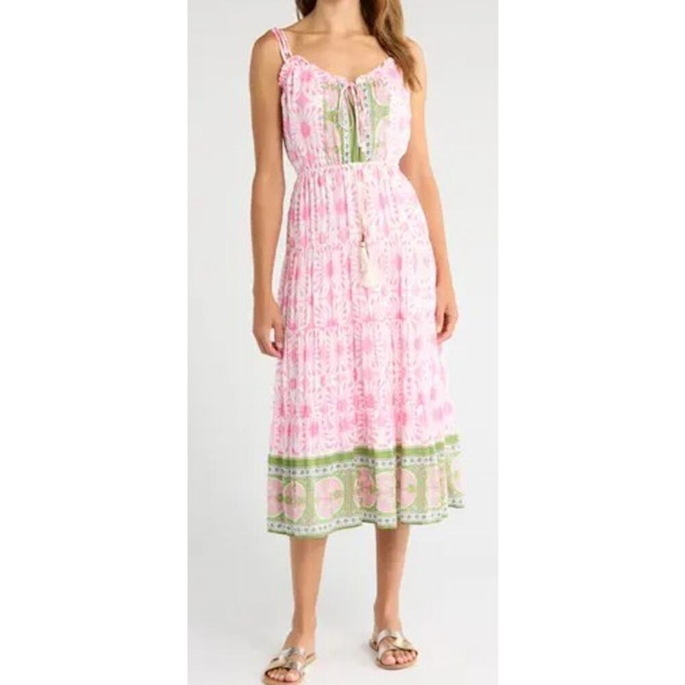 NWT Bell by Alicia Bell Tie Strap Midi Dress in High Summer Women's Sz. M